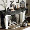 Halloween Indoor Fireplace Mantel Scarf Black Lace Spiderweb Fireplace Cover For Halloween Mantle Decor Festive Party