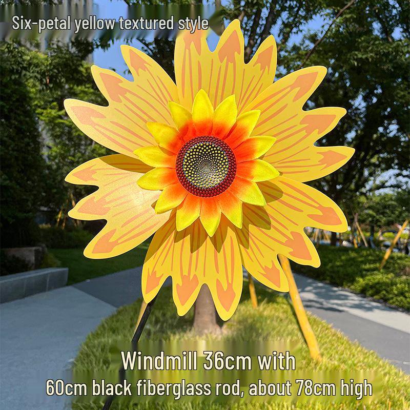 Children's Double-Layer Rotating Sunflower Pinwheel Outdoor Decoration