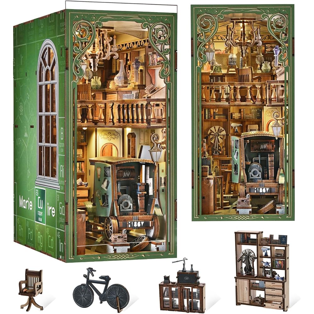 

MiniCity DIY Book Nook Kit Miniature Dollhouse with LED Light for Beginners Teens Adults