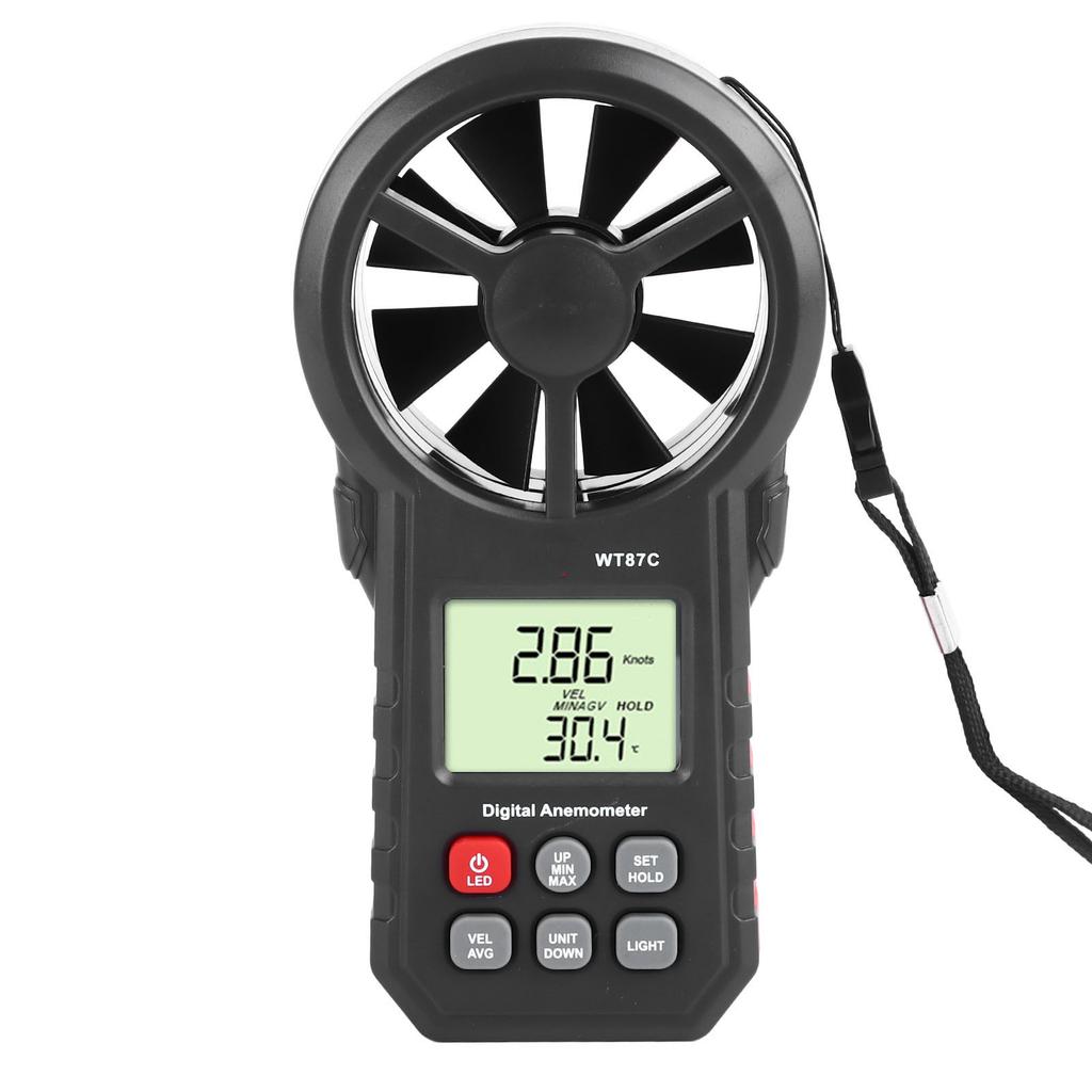 Digital Anemometer LCD Backlit Display Maximum Minimum Average Wind Speed and Temperature Tester