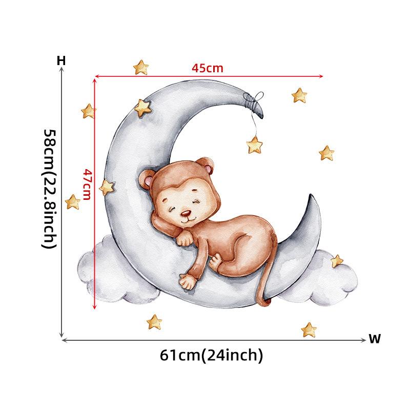 Small Elephant Moon Bear Self Adhesive Wall Stickers For Children'S Rooms, Bedrooms, Kindergartens, Decorative Wall Stickers