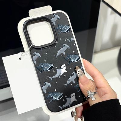 Stoßfeste Handyhülle mit Haifischmuster für iPhone 16 16E 15 Pro Max 14 Pro 13 12 11 Matte TPU Weiche Sturzsichere Bumper-Abdeckung