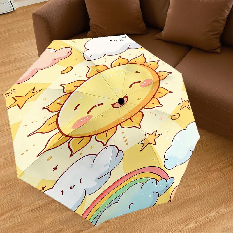 1pc Sunflower Cloud Automatic Open/Close Umbrella Compact Folding Umbrella with 8-Rib Shaft for Women/Men, Elegant Birthday1164S
