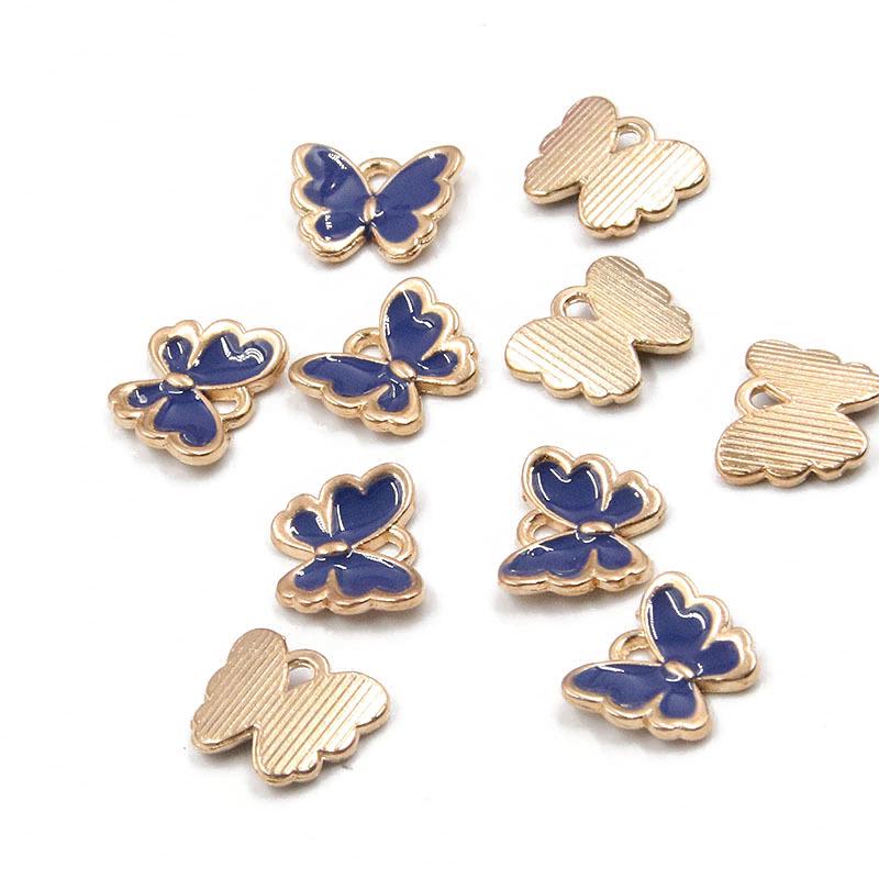 10 Colors 10*13mm KC Gold Enamel Butterfly Charms for Necklaces & Bracelets