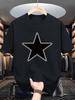 [T-shirt Décontracté à Imprimé Étoiles] T-shirt Confortable à Imprimé Étoiles - T-shirt Décontracté à Col Rond pour Homme avec Design Géométrique, Étoile à Cinq Branches,