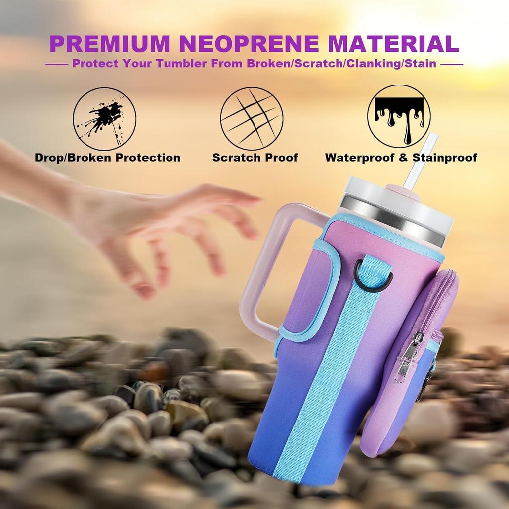 thumbnail image 2 of Water Bottle Carrier Aiuniol Bag With Phone Pocket For Stanley 40 Oz Stanley Bottle 2 of 14