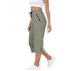 Women Drawstring Elastic Waist Capris Pants with Side Pockets Loose Fit Lightweight Cropped Trousers for Daily Wear