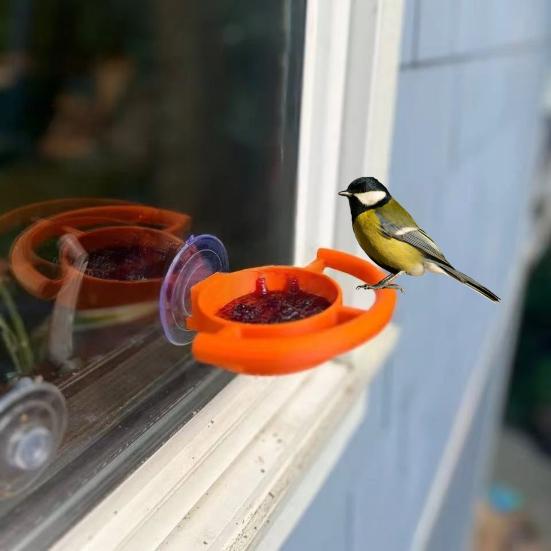 1/2Pcs Window Bird Feeder Suction Cup Mount 3D Printed Design Wildlife Window Feeder Fruit Jelly Birdseed Bird Watching Feeder