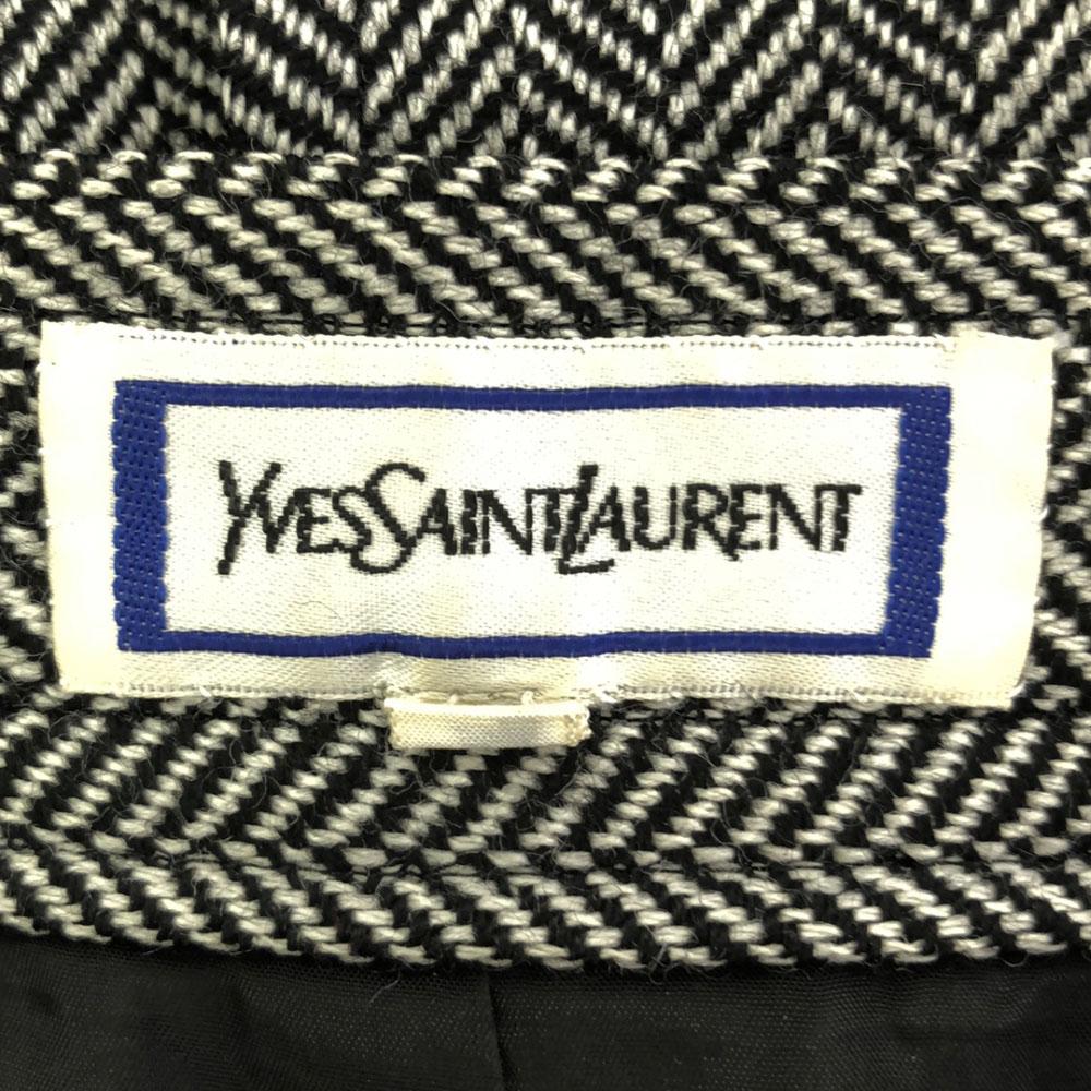 YVES SAINT LAURENT 90s wool Herringbone Midi length Tight Skirt Women Used