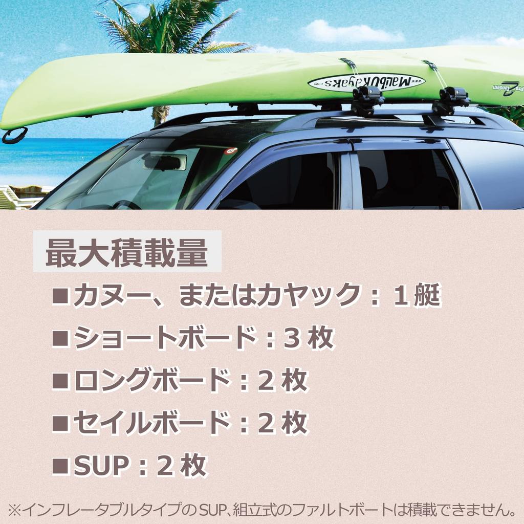 Carmate Inno Roof Carrier with Locking Wire Ratchet for Kayak Black INA445JP,