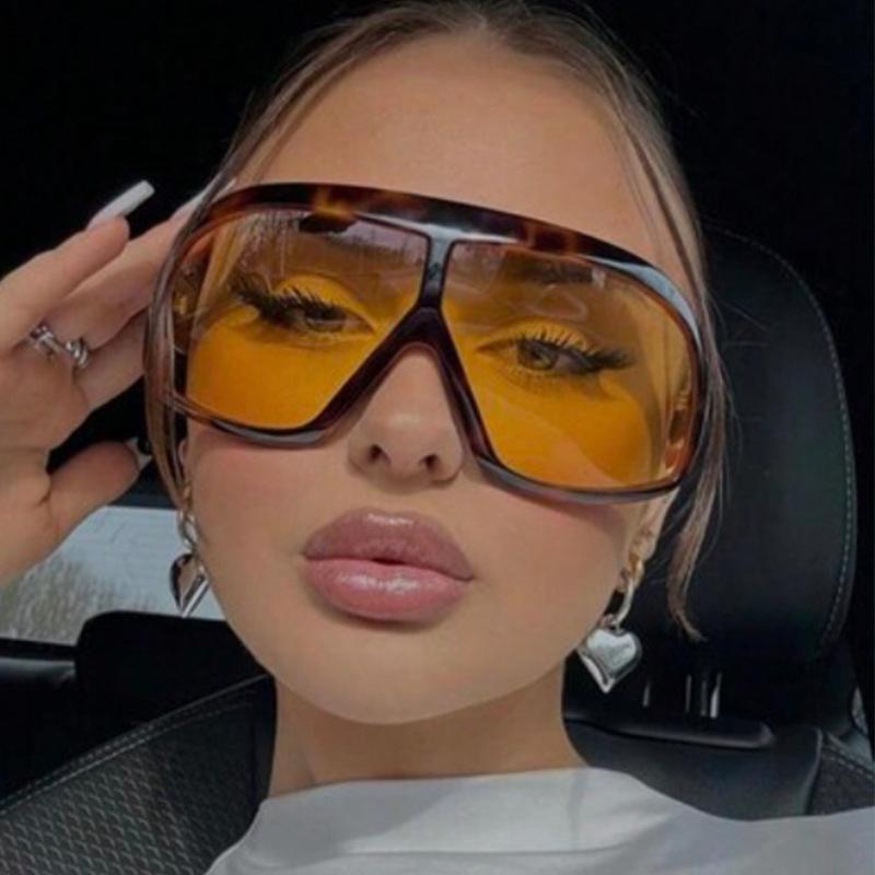 Vintage Big Frame Women Square Sunglasses Brand Black Round Gradient Cool Men Sunglasses One Piece Designer Pilot Sun Glasses