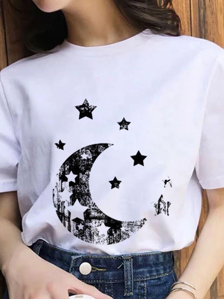 Women Fashion 2022 Cartoon Shirt Print Summer T-Shirts Female Sexy T-Shirt Aesthetic Clothes Summer Tops Trend Graphic T Top