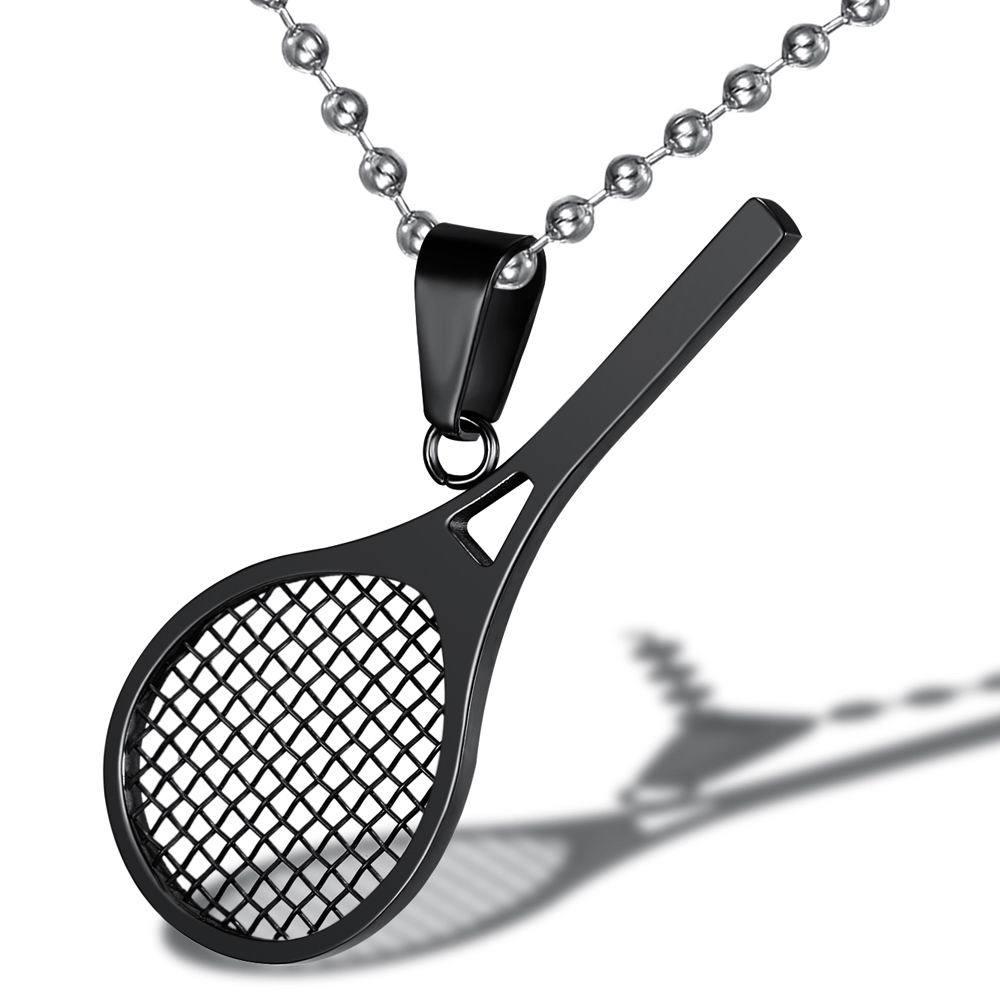 Titanium Steel Tennis Racket Pendant Necklace for Fitness Enthusiasts