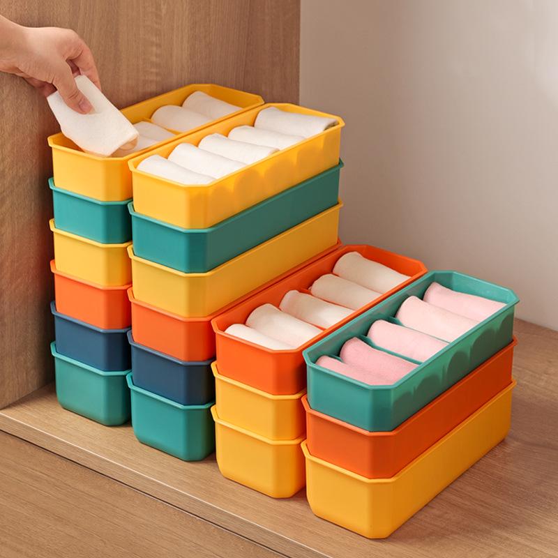 5-Compartment Stackable Plastic Sock and Underwear Organizer Box