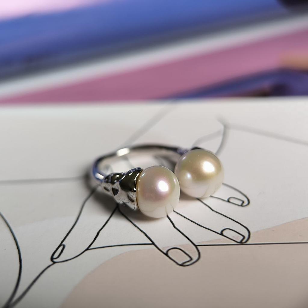 Silver Ring with Natural Baroque Pearl, Item Weight 8.94 G (2185116)