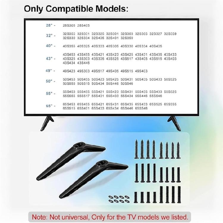TV Leg Stands TV Replacement Base for TL28/32/40/43/49 65inch 55s453 Units for Any Room Without Wall Mounting