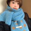 Korean Style Polka Dot Plush Knitted Scarf Soft Thick Color-Block Scarf Thermal Windproof Neck Warmer Scarves
