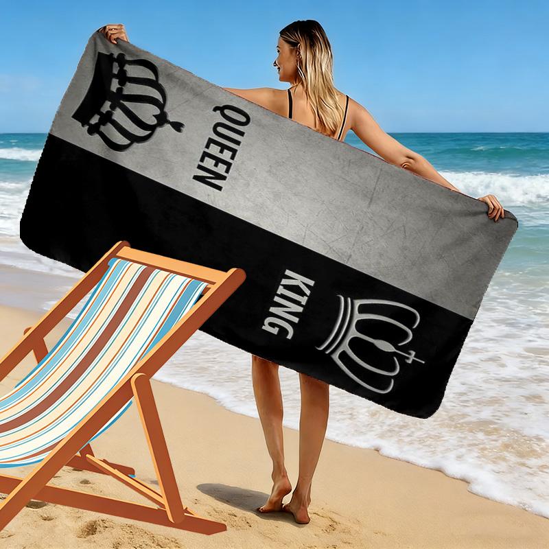 König und Königin Druck Strandtuch, Großes Weiches Schnelltrocknendes Handtuch für Strand Camping Schwimmen