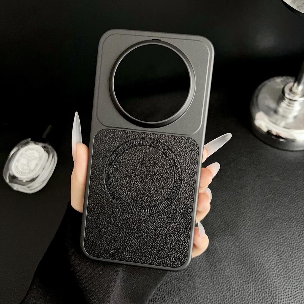 Litchi pattern magnetic attraction is suitable for Huawei Pura90ProMax mobile phone case Mate80 pigmented leather anti-drop hard sheath