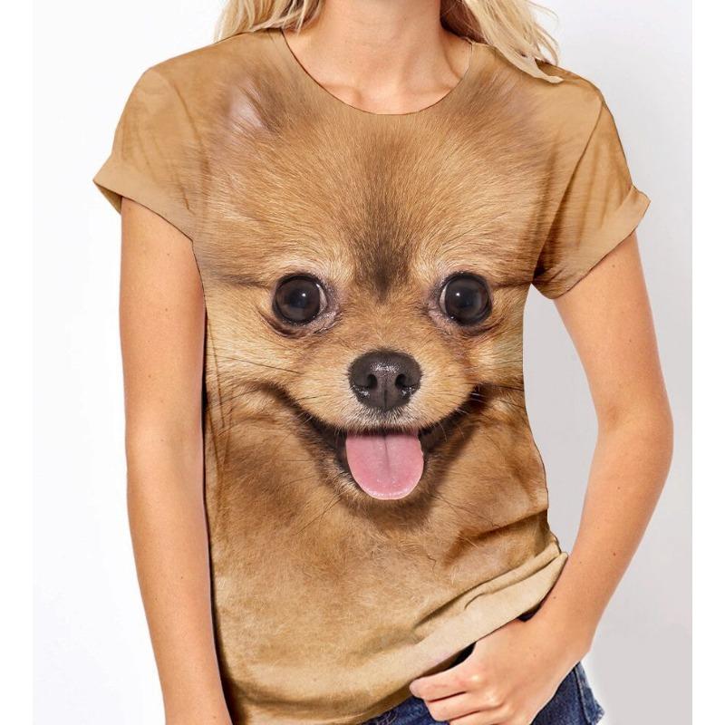 Summer Round Neck 3D Animal Print Top Fashionable Casual Short Sleeved Women's T-shirts