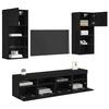 Wall Mounted TV Unit with LED Lighting 5 Pcs Black Oak Effect