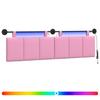 Cabeceira Suspensa com Luz LED Tecido Rosa