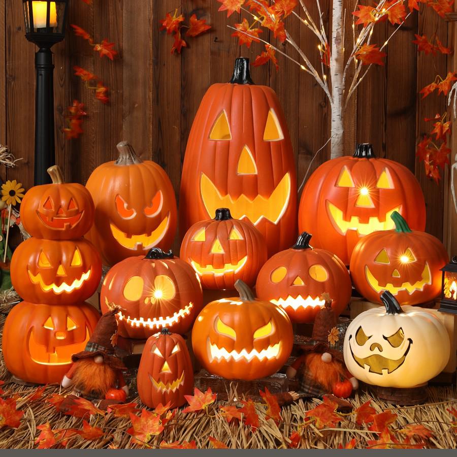 Halloween Pumpkin Lantern Decorations & Photo Props Set