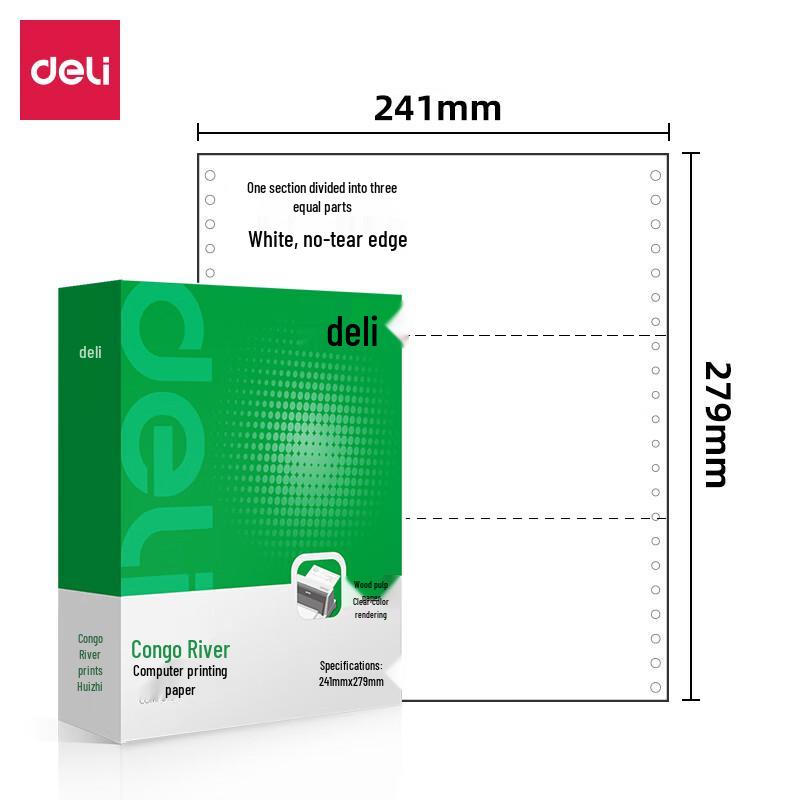 Deli GH241-1 1-Ply 3-Part Computer Printing Paper