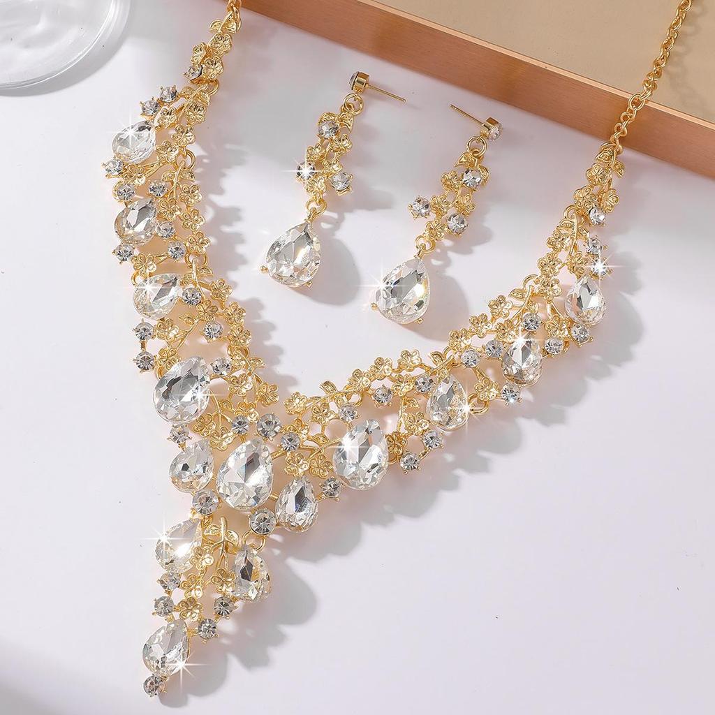 Exquisite High-End European & American Bridal Necklace Earring Set - Elegant Wedding Accessories
