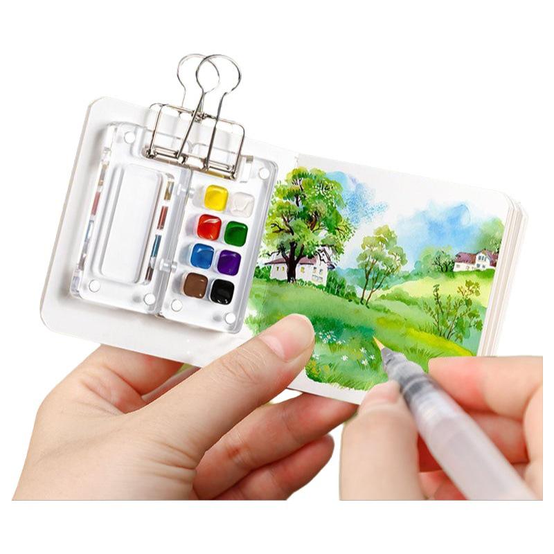 Portable Watercolor Sketch Set: Mini Paint Box, Storage Bag & Travel Journal