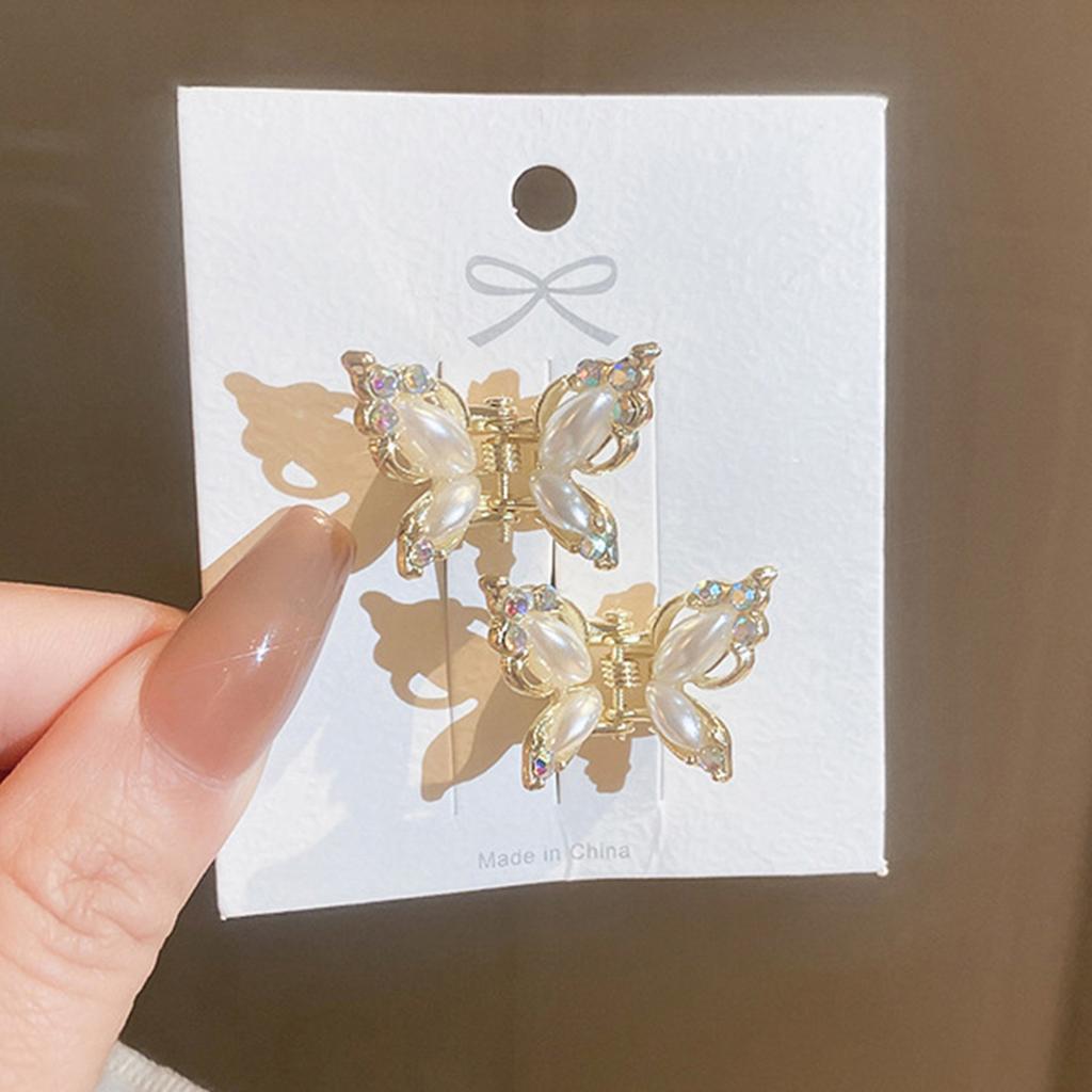 HH3662 Rhinestone Pearl Butterfly Small Hair Clip Alloy Elegant Design For Women Girls