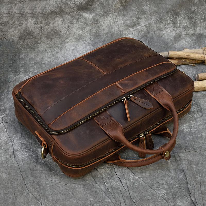 Retro Laptop Briefcase Bag Genuine Leather Handbags Casual 15.6" Business Bag Daily Working Tote Bags Men Male Bag for Documents