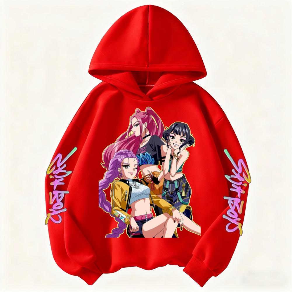 KPop Demon Hunter Girls Autumn and Winter Hooded Sweatshirt Children Girl Children's Tops Cute Long-sleeved Coat