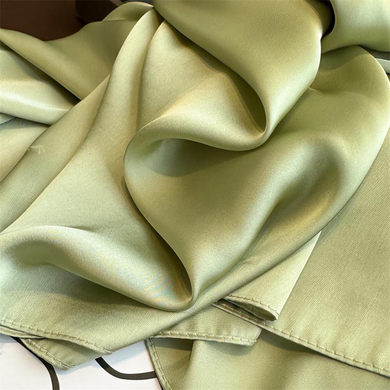 Versatile Silk-Like Scarf: Women's Spring/Summer Plain Gauze Wrap - Headscarf, Beach Towel, or Korean Satin Style