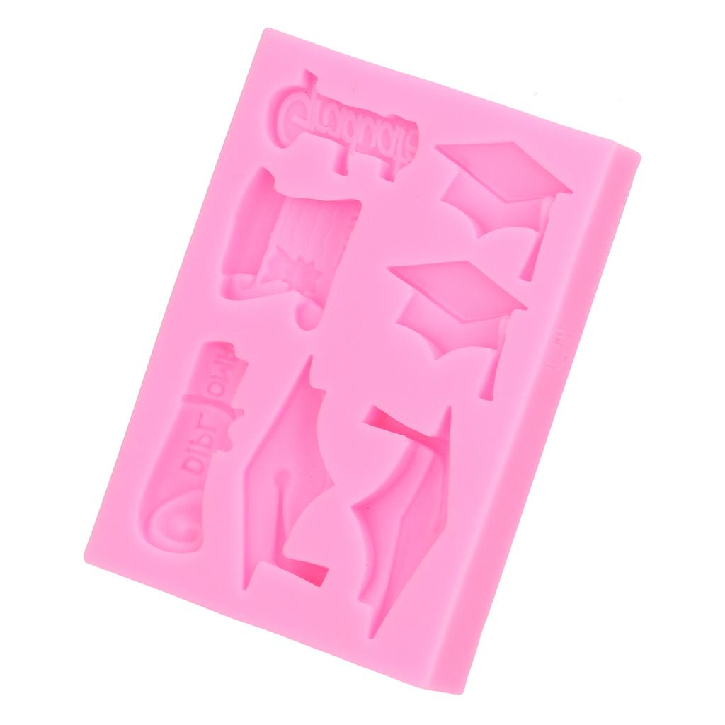 DIY Silicone Mold Bachelor Hat Fondant Chocolate Cake Decorating Mould Kitchen SuppliesPink