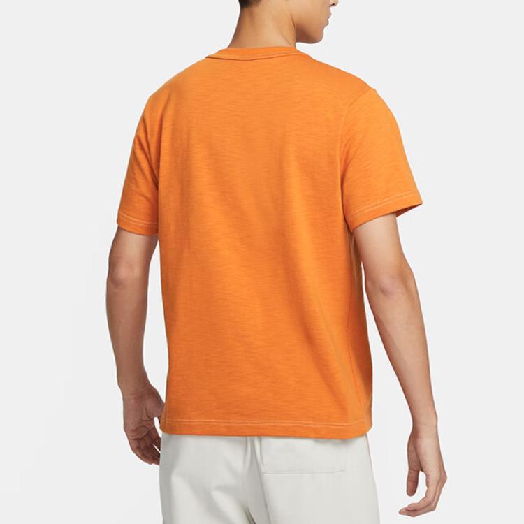 Nike Solid Color Crew Neck Comfortable Pullover Casual Sport Short Sleeve Regular T-Shirt Men Tops Orange FN2646-815