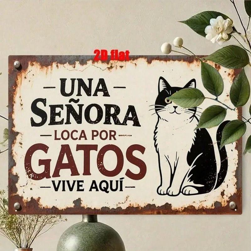 

Vintage Spanish Cat Lady Metal Wall Poster Home Decor