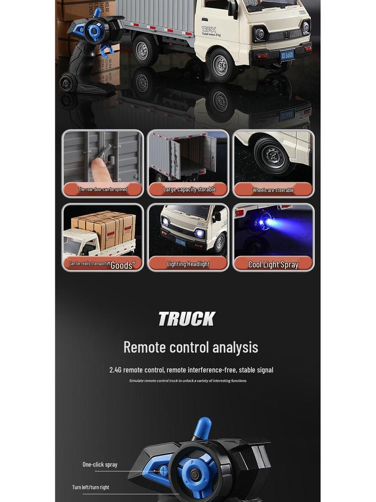 Cross1: 1:16 Remote Control Liuzhou Truck Model with Spray Feature - Children's Toy