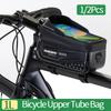 1L Bicycle Front Frame Bag Waterproof Front Top Frame Tube Bags 6.8 Inch Touch Screen Mobile Phone Pouch Road Bike Accessories