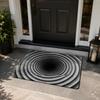 3D Black Hole Grid Illusion Doormat Non Slip Water Absorbent Floor Mat for Front Entrance Indoor Game Room Home Decor