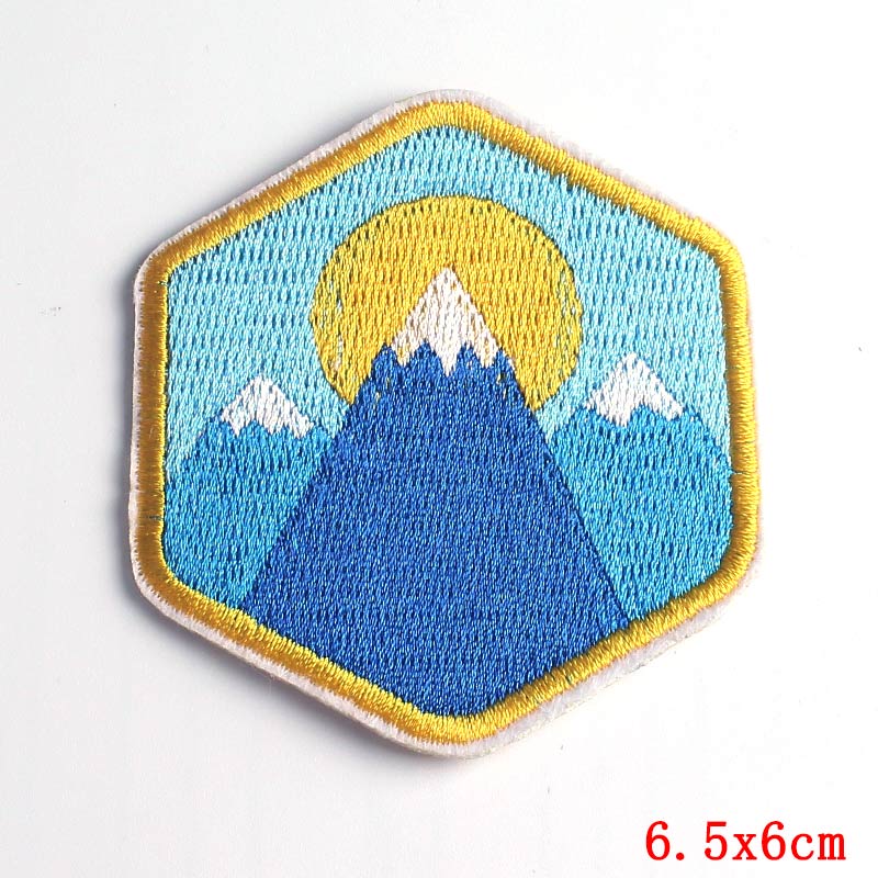 Outdoor Mountain Applique Iron On Patches For Clothing Stickers Camping Adventure Embroidered Patches On Clothes Decorate Badges