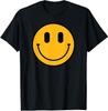 70s 80s Yellow Hippie Smile Face Happy Peace Smiling Face T-Shirt