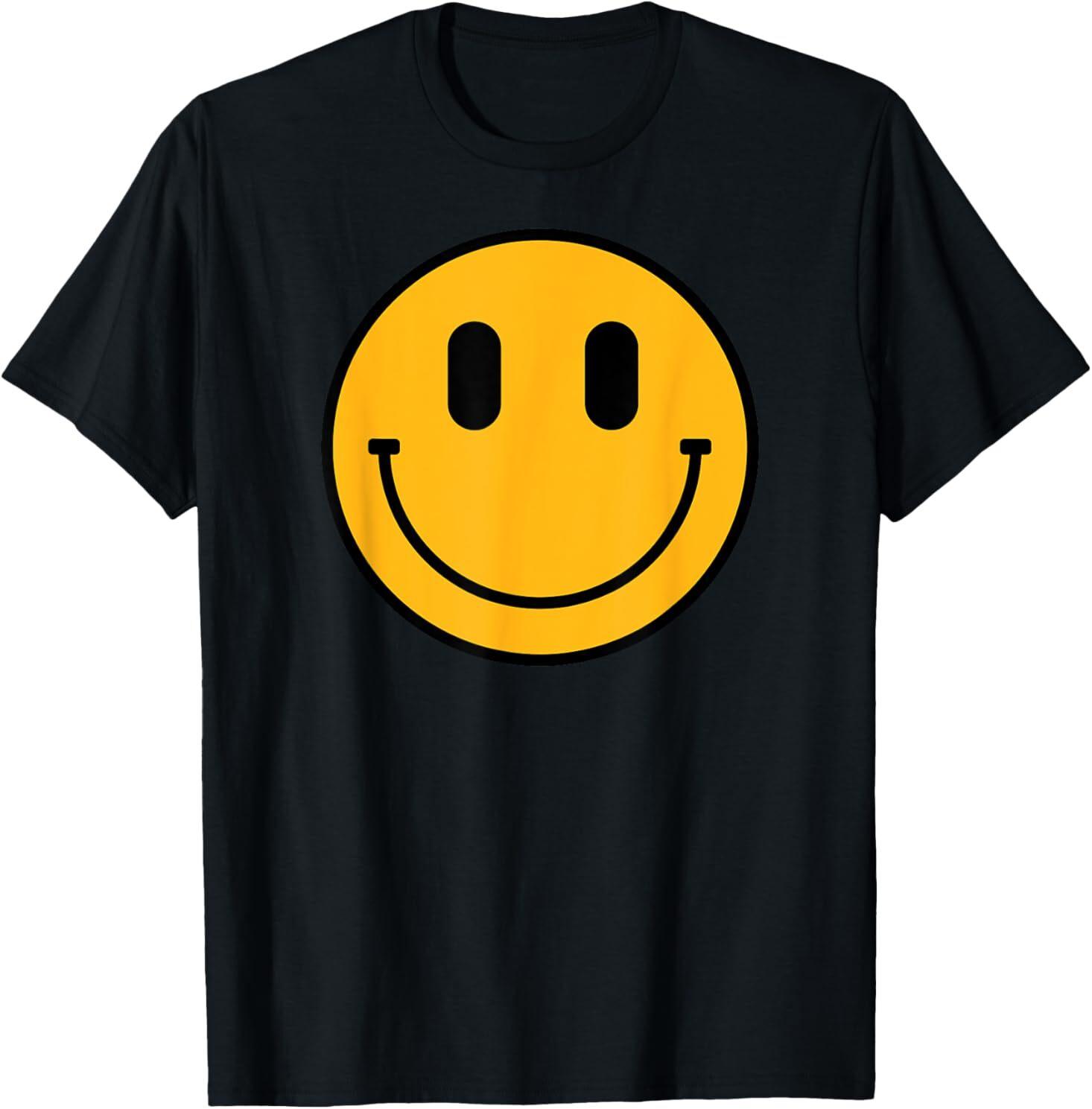 70s 80s Yellow Hippie Smile Face Happy Peace Smiling Face T-Shirt Unisex T-Shirt XXXL
