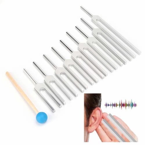 9-Piece Tuning Fork Set with Storage Bag, Body Tuning Forks for Chakra Healing, DNA Healing Instrument, Sound Therapy (174Hz, 285Hz, 396Hz, 417Hz, 528