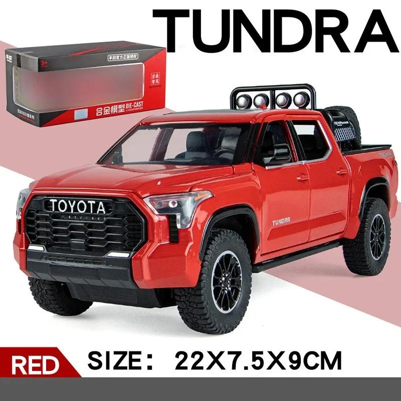 

Большая модель внедорожника Toyota Tundra 1/24, литая под давлением миниатюрная металлическая машина, внедорожная коллекция, звук, свет, детская игрушка для детей красный