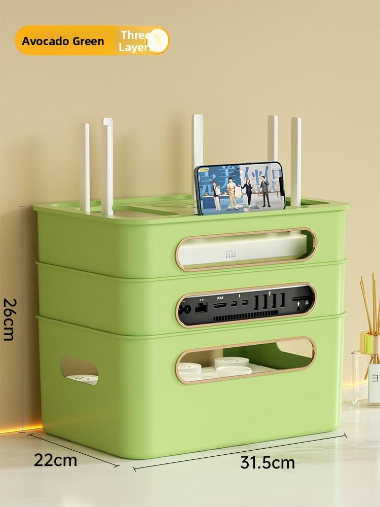 Wireless Router Storage Box TV Box Organizer Cable Management PVC Holder Living Room Solution TV Wall Mount Shelf