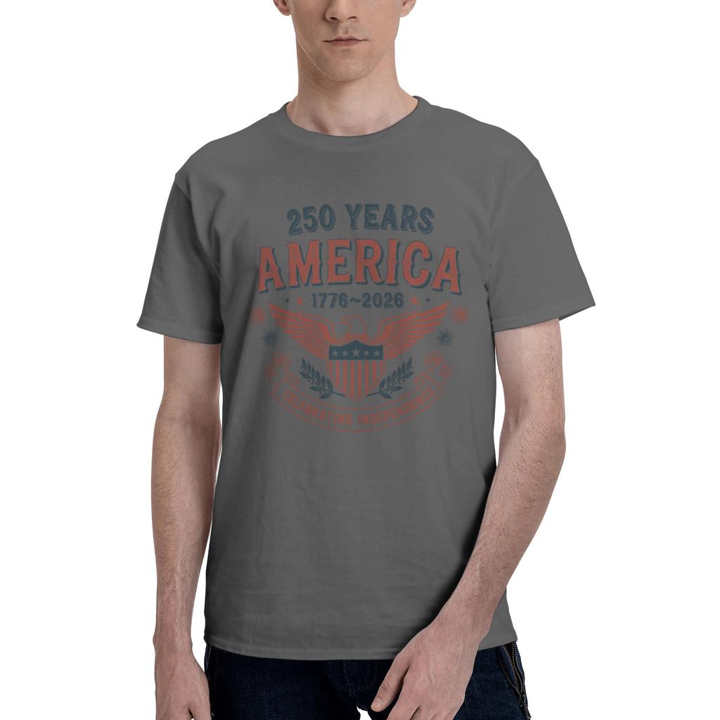Custom Male 250 Years America Usa T Shirts Short Sleeve Cotton Tshirt Leisure Tee Loose Fit