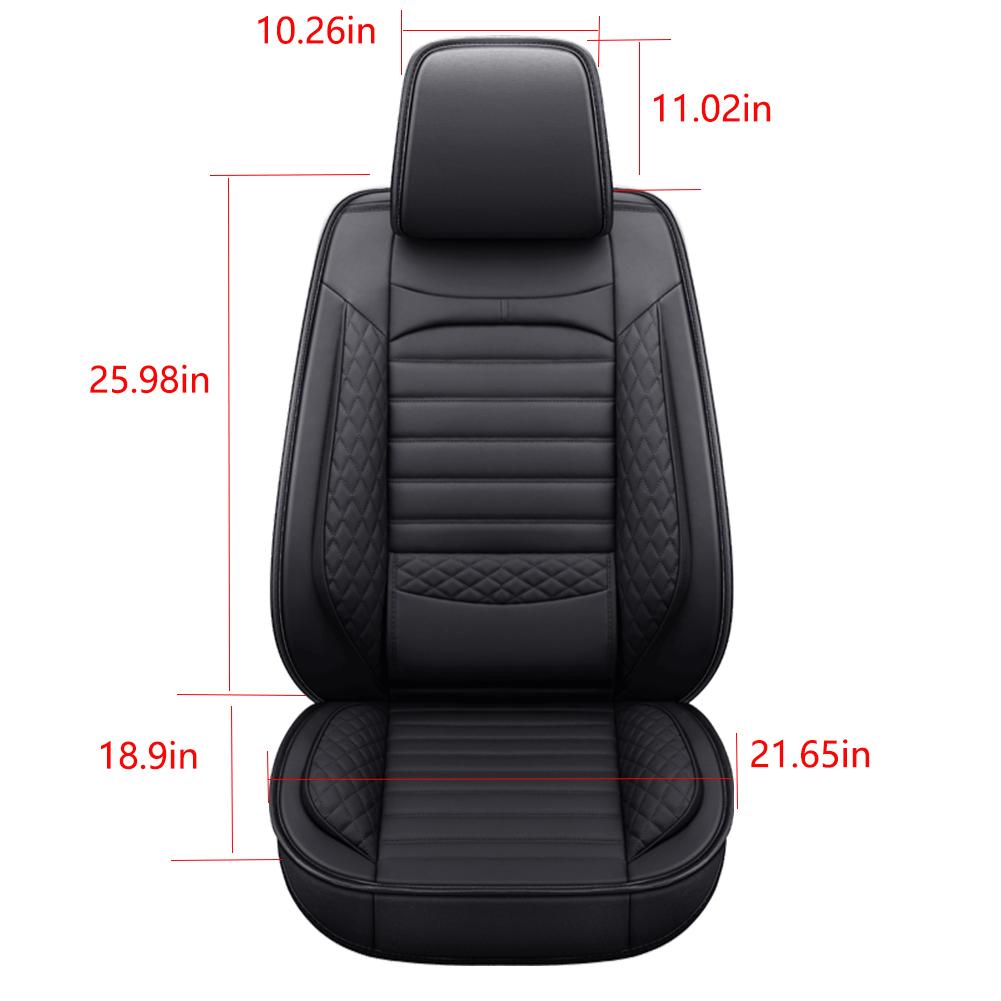 Black & White Faux Leather Car Seat Covers - Universal Fit, Lumbar Support, Waterproof, Anti-Slip, Durable for Cars, SUVs, Truck