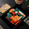 Cute Animal Cat Print Linen Dining Table Mats Kitchen Placemat 30X40cm Coasters Pads Bowl Cup Mat