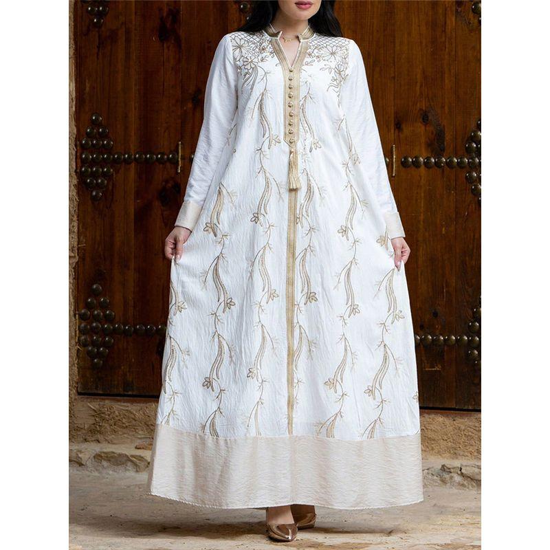 2025 Middle East Embroidery Sequins Loose Dress Dubai Turkey Banquet Fashion Tassel Dress Robe Dress
